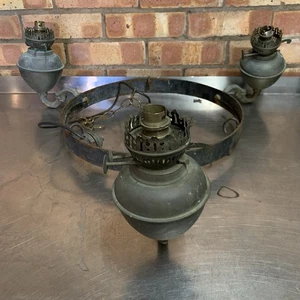 Impresionante Lámpara de Aceite Grande Antigua de Latón Estilo Lámpara Colgante Luz Rara - Imagen 1 de 15