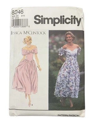 Vintage Simplicity Jessica McClintock Dress 8246 Pattern Size 6 8 10 Gunne Sax - Image 1 of 4