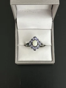 Vintage Sterling Silber Opal & Tansanit Ring Größe 8,75 - 4,09 Gramm - Bild 1 von 8