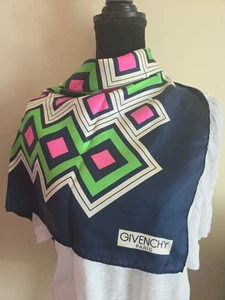 Vintage Givenchy Emanuel Ungaro Silk Geometric Print Scarf Made In France - Picture 1 of 12