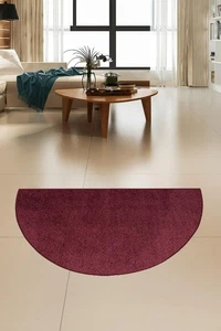 Modern Plush Solid Color Rug - Cranberry, 42 x 84 Half Round, Pet and Kids Fr... - Picture 1 of 8