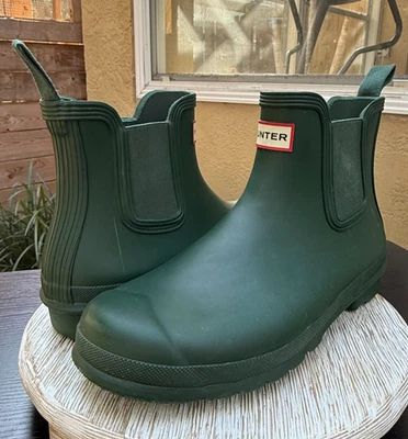 BOTINES HUNTER ORIGINALES CHELSEA 10 MUJER EXTERIOR RAINBOOT VERDE NUEVOS PREPARADOS Foto 1 de 4