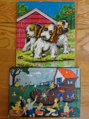 Vtg Lot of 2 Built Rite Sta-N-Place & Saalfield Child's Frame Tray Board Puzzles - Image 1 of 4