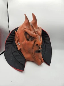 Vintage Teufel Latex Gummi Erwachsene Vollkopf Maske mit Stoff Halsband Halloween  - Bild 1 von 9