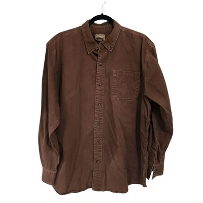 C.E. Schmidt Workwear Shirt L Brown Button Up Heavy Chore Barn Farm Work - Image 1 of 4