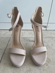 Women's Nude Stiletto High Heel Sandals Shoes 7 open toe ankle strap NEW NWT - Picture 1 of 5