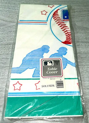 VTG Sealed Hallmark MLB Baseball BDay Party Crepe Paper Tablecloth Cover NOS New - Изображение 1 из 2