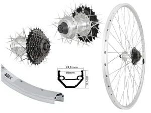 28 Zoll Hinterrad Laufrad Disk 6-Loch silber Hohlkammer 7-fach Shimano Zahnkranz - Bild 1 von 1