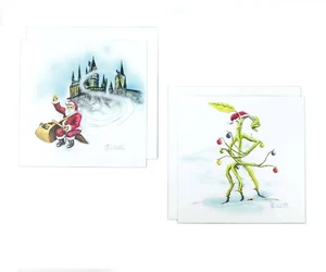 Geek Gear Wizardry Holiday Xmas Greeting Cards bowtruckle/Hogwarts Santa x3 - Picture 1 of 3