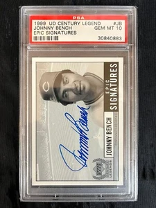 1999 UD Century Legend Epic Signature Johnny Bench Reds PSA 10 GEM MT - Picture 1 of 2
