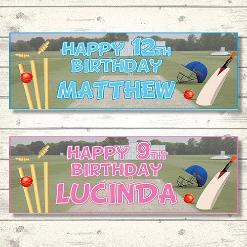 2 BANDERAS DE CUMPLEAÑOS CRICKET PERSONALIZADAS 800 x 297mm Foto 1 de 1