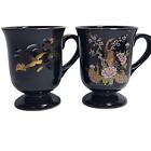 Vintage Japanese Coffee or Tea Mugs by YChina Black Footed Peacock and Crane