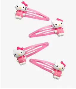 Hello Kitty Classic Pink Hair Clip Set 4 Pack BUNDLE Sanrio NEW SEALED W TAGS - Picture 1 of 3