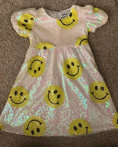 Lola & The Boys Girls’ Don't Worry Be Happy White Sequin Dress Size 8 - Picture 1 of 7