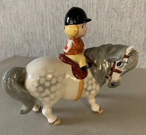 BESWICK HORSE PONY THELWELL ANGEL ON HORSEBACK GREY GLOSS COMICAL PERFECT - Picture 1 of 9