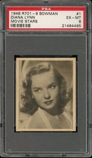 1948 R701-9 Bowman Movie Stars #1 Diana Lynn Movie Stars PSA 6