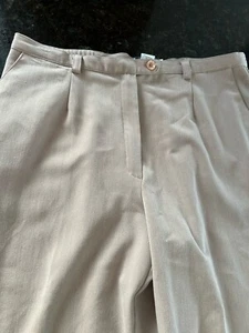 Sag Harbor abito pantalone donna 14 petite beige vita alta plissettato sfoderato cotone - Foto 1 di 6