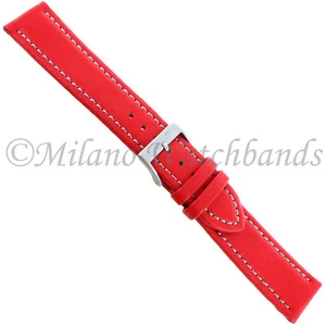 22mm Morellato Lorica Red Silver Stitch Synthetic Leather Padded Watch Band 2195 - Picture 1 of 4