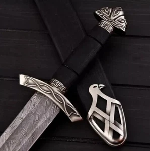 Handmade Damascus Steel Viking Sword Real Northman Sword,Nordic Sword W/Scabbard - Picture 1 of 5