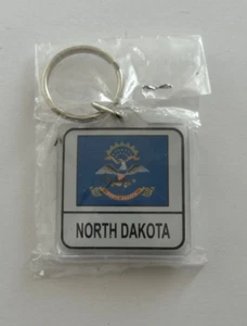 North Dakota State Flag Key Chain 2 Sided Key Ring - Picture 1 of 1