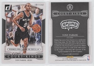 2014-15 Panini Donruss Court Kings Stat Line Season /167 Tony Parker #23 HOF