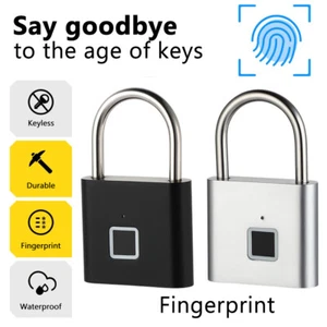 Fingerprint Lock Keyless Waterproof Anti-Theft Smart Padlock Door/Luggage USB US - Picture 1 of 9