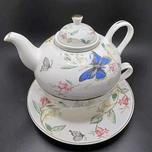 Grace Teiera 3 in uno teiera, tazza da tè, piattino farfalle, api e fiori - Foto 1 di 7