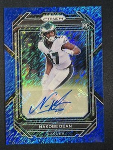 2022 Panini Prizm Nakobe Dean RC Rookie Blue Shimmer Prizm Auto #20/25 Eagles