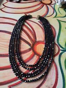 Wunderschöne französische Jet-Halskette mit 5 Strängen - Bild 1 von 5
