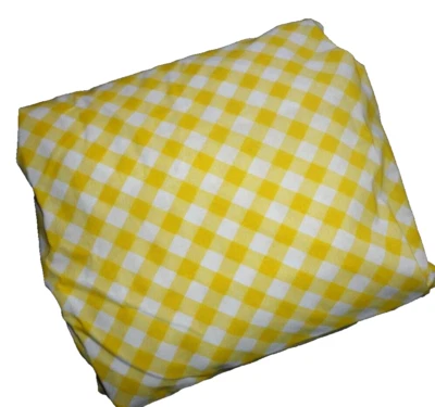 VINTAGE Dan River YELLOW & WHITE GINGHAM CHECK (1) Full Fitted SHEET 8" - Image 1 of 4