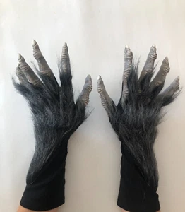 Long Fingered Gray Werewolf Beast Adult Costume Hands Gloves - Picture 1 of 5