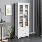White Wooden Pantry Cabinet Kitchen Storage Organizer Tall Cupboard Food Shelves