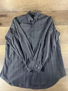 DKNY Button Up Men Size L Grey/Black Long Sleeve Collared Shirt - Picture 1 of 5