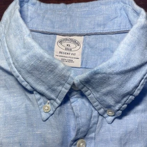 Brooks Brothers Madison Linen Short Sleeve Shirt,Blue - Picture 1 of 5