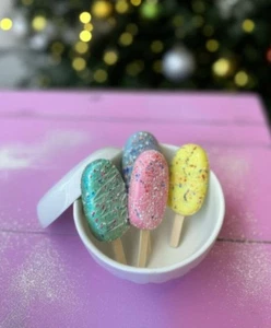 Paleta de helado con aspersiones adornos de Navidad decoración navideña paquete de 4 - Imagen 1 de 7