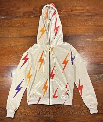 AVIATOR NATION Velvet Lightning Bolt Zip Hooded Sweatshirt Hoodie Womens Size XS - Image 1 of 4