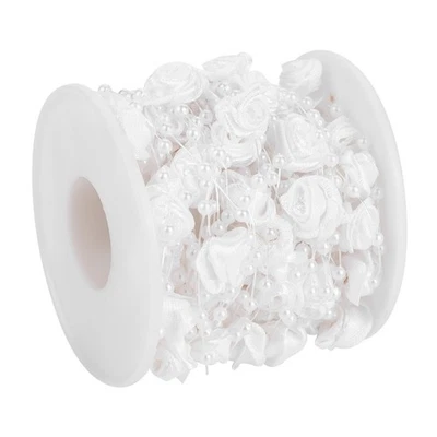 (White)10 M Rose Künstliche Perle Girlande Perle Drahtperlen - Bild 1 von 4