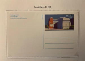 USPS Scott UX168 19c Holocaust Memorial Museum MNH unused Postal Card - Picture 1 of 2