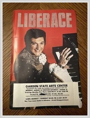 Anuncio de concierto Liberace Garden State Arts Center NJ 1971 Holmdel pianista Foto 1 de 3