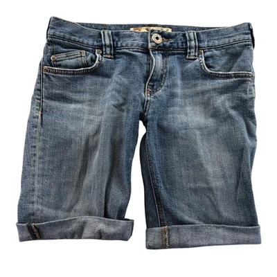 Roxy Womens Jean Shorts Size 3 Embroidered Blue Denim Cuffed Casual Stretch Y2K - Image 1 of 4