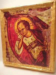 Emmanuel Jesus Christ Mount Athos Rare Byzantine Greek Orthodox Icon on Wood - Bild 1 von 10