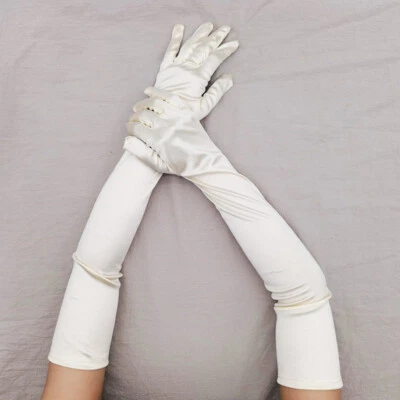Women's Satin Long Gloves Opera Wedding Bridal Evening Party Prom Costume Glov - Image 1 of 4