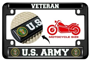 Motorcycle Metal License Plate Frame - U.S. Army Veteran - Picture 1 of 12