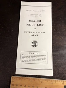 1945 Dealer Price List Of Smith And Wesson Arms - Picture 1 of 3