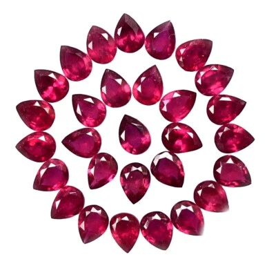 4x3 mm Natural Ruby Pear Cut Lot 15 Pcs 2.96 Cts Faceted Loose Gemstones GF - Image 1 of 4