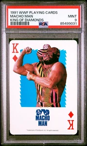 PSA 9 MINT Graded 1991 WWF Macho Man King of Diamonds Wrestling Playing Card - Picture 1 of 2