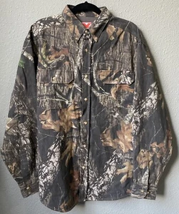 X-Scent men's L Mossy Oak Break Up Camouflage Mid-Weight Camo Button Up Shirt. - Picture 1 of 15