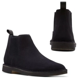 Clarks Originals Bota DESERT CHELSEA GAMUZA NEGRA Hombres UK-9 G EU-43 M - Imagen 1 de 3
