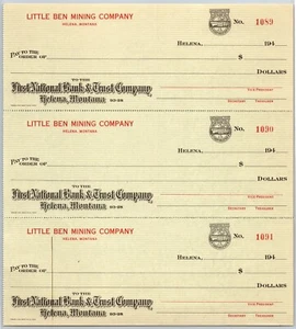 Helena, MT Little Ben Mining Company First National Bank Check Sheet - 1940 - Picture 1 of 2