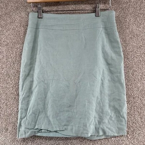 The Limited Women's Linen Blend Skirt Size 6 Blue Side Zip Closure - Picture 1 of 11